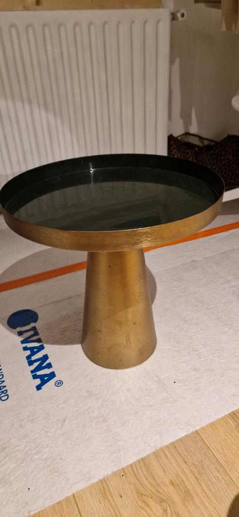 Bijzettafel Karwei - Flessengroen & Goud, Huis en Inrichting, Tafels | Bijzettafels, Rond, Minder dan 55 cm, Metaal of Aluminium