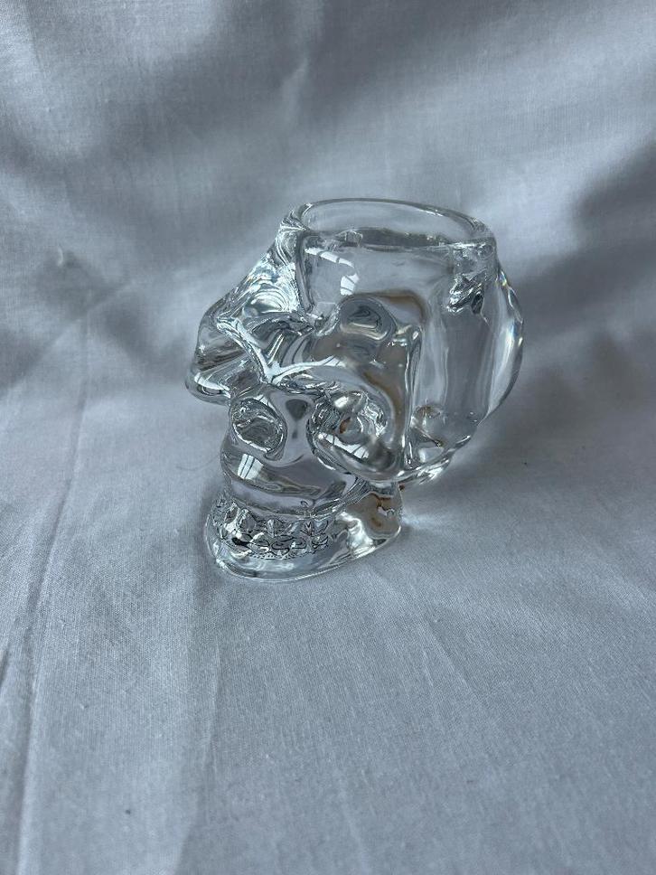 Bijzondere waxinehouder doodshoofd / schedel zwaar glas, Huis en Inrichting, Woonaccessoires | Kandelaars en Kaarsen, Zo goed als nieuw