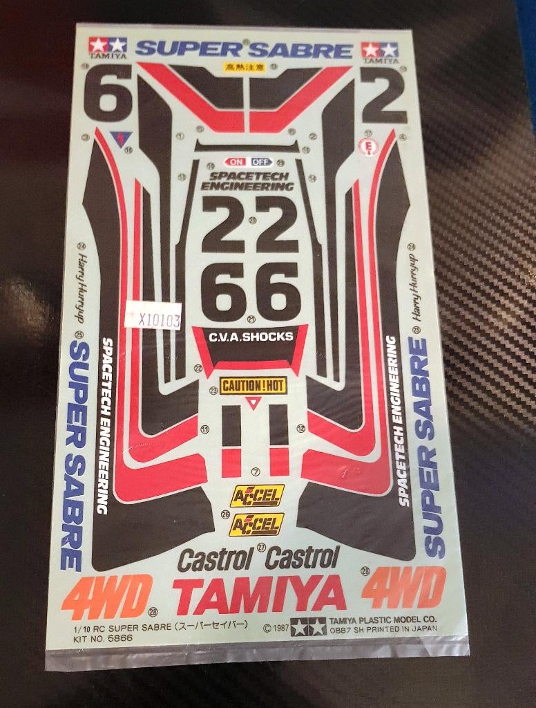 Vintage RC auto Tamiya Super Saber Buggy Decal Sheet 1987, Elektro, Verzenden, Nieuw, Schaal 1:10