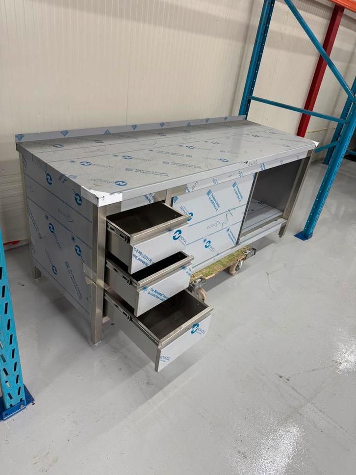 RVS Werkbank met Laden - Horeca Keuken nieuw duits staal, Doe-het-zelf en Verbouw, Werkbanken, Gebruikt, Ophalen of Verzenden
