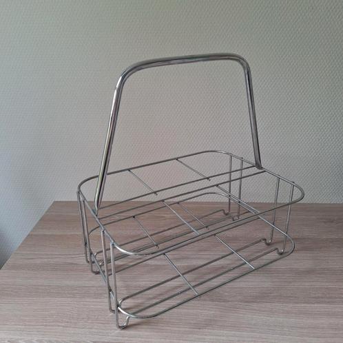 Vintage zilver grijs metalen flessenrek flessendrager, Huis en Inrichting, Woonaccessoires | Wijnrekken, Zo goed als nieuw, Minder dan 50 cm