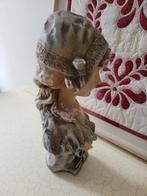 Antieke Franse holle buste meisje met muts, Antiek en Kunst, Ophalen of Verzenden