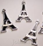 0762 Zilver Kleurige Zwart Gekleurde Eifeltoren Bedels, Overige merken, Overige materialen, Nieuw, Ophalen of Verzenden