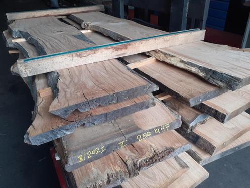 Eiken voorgeschaafde boomstambladen 52x500x2500 - 12 stuks, Tuin en Terras, Palen, Balken en Planken, Planken, 180 tot 250 cm
