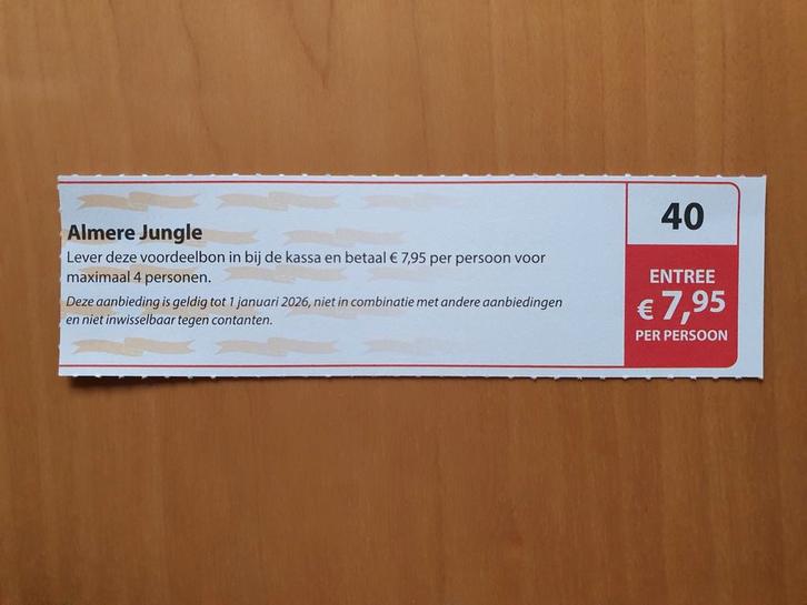 Almere Jungle entree €7,95 p.p. maximaal 4 personen, Tickets en Kaartjes, Recreatie | Dierentuinen, Drie personen of meer, Kortingskaart