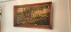 Mooi schilderij uit 1900 /1950 paarden met bomen wagen, Antiek en Kunst, Kunst | Schilderijen | Abstract, Ophalen of Verzenden