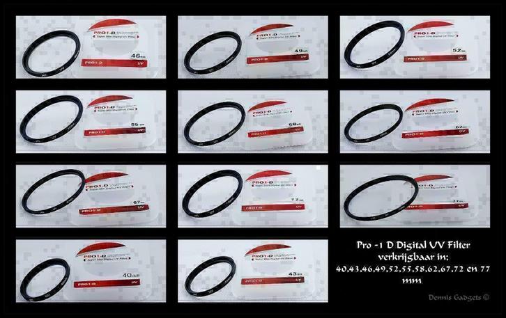 Dennis Gadgets : Div.  UV (kleur) filters in div. maten, Audio, Tv en Foto, Fotografie | Filters, Nieuw, UV-filter, Ophalen of Verzenden