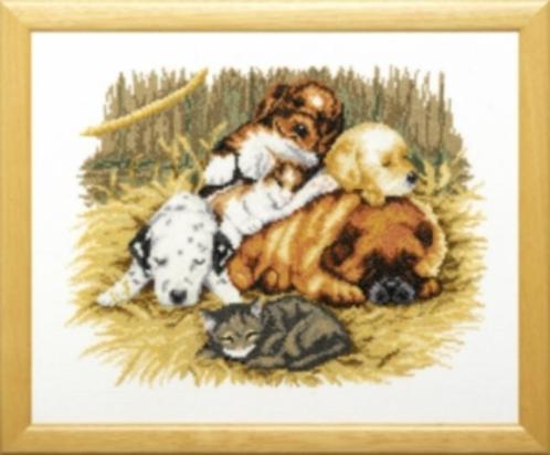 Borduurpakket dieren in het stro 237091, Hobby en Vrije tijd, Borduren en Borduurmachines, Nieuw, Borduurpakket, Handborduren