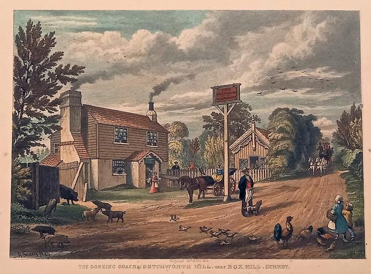 Seary. 1869 Dorking coach at Betchworth Hill near Box Hill, Antiek en Kunst, Kunst | Etsen en Gravures, Ophalen of Verzenden