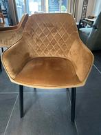 Set van 4 cognac bruine velvet stoelen, Huis en Inrichting, Stoelen, Ophalen, Bruin, Zo goed als nieuw, Vier