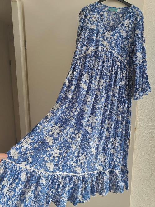 Aurobelle maxi jurk L-Xl blauw wit bloem lange dress Ibiza, Kleding | Dames, Jurken, Zo goed als nieuw, Maat 42/44 (L), Blauw