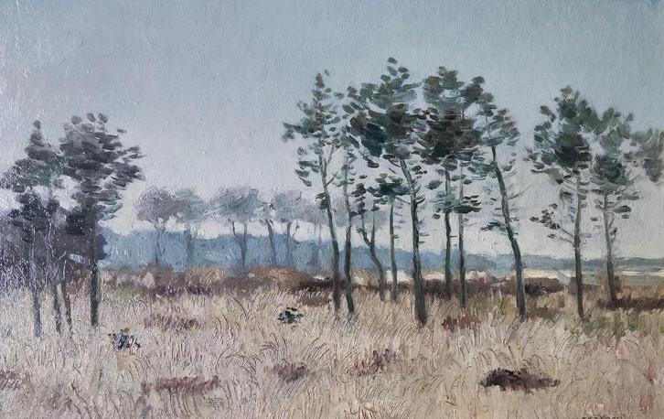 Joop Kropff (1892-1979) - Heidelandschap met bomen, Antiek en Kunst, Kunst | Schilderijen | Klassiek, Ophalen of Verzenden