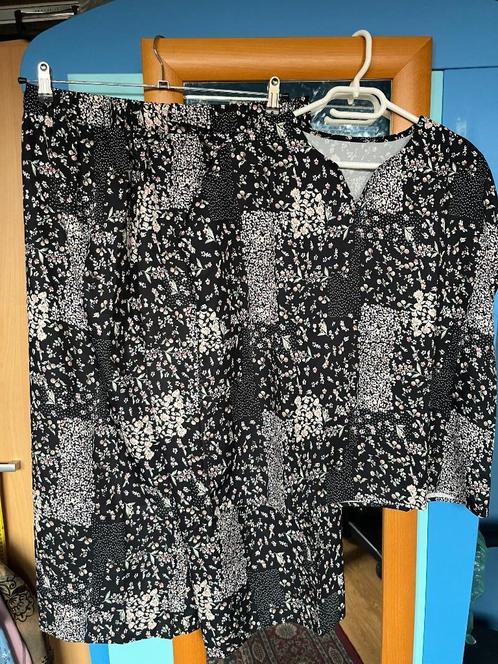 leuk zwart roze zomerpak Shein 42/44 nieuw, Kleding | Dames, Broeken en Pantalons, Nieuw, Maat 42/44 (L), Zwart, Lang, Verzenden