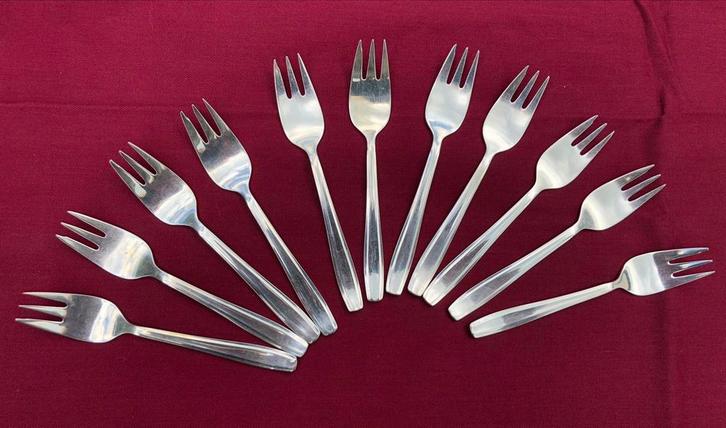 Vintage verzilverde taartvorkjes Gero 235 Progressive, Huis en Inrichting, Keuken | Bestek, Gebruikt, Los bestek, Zilver, Ophalen of Verzenden