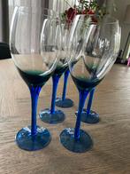 Vintage blauwe/groene wijnglazen, Huis en Inrichting, Keuken | Servies, Glas of Glazen, Ophalen of Verzenden, Effen, Glas