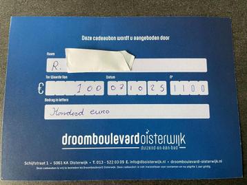 €100,00 Cadeaubon Droomboulevard Oisterwijk beschikbaar voor biedingen