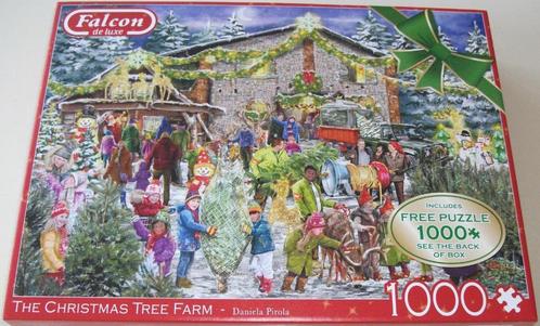 Puzzel *** CHRISTMAS TREE FARM *** 2x 1000 stukjes Falcon, Hobby en Vrije tijd, Denksport en Puzzels, Zo goed als nieuw, Legpuzzel