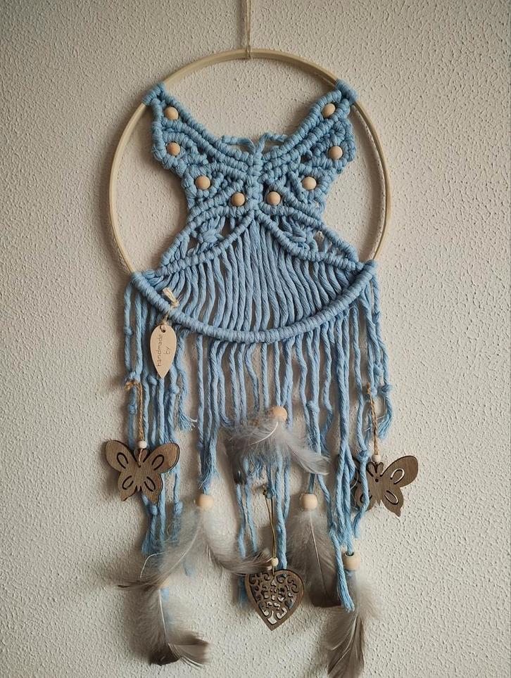 Handgemaakte macramé dromenvanger vlinder. Sisters Forever., Huis en Inrichting, Woonaccessoires | Wanddecoraties, Nieuw, Ophalen of Verzenden