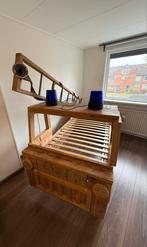 Steigerhouten Brandweer Bed incl. Trap en Slang, Kinderen en Baby's, Kinderkamer | Bedden, Ophalen, 85 tot 100 cm, Zo goed als nieuw