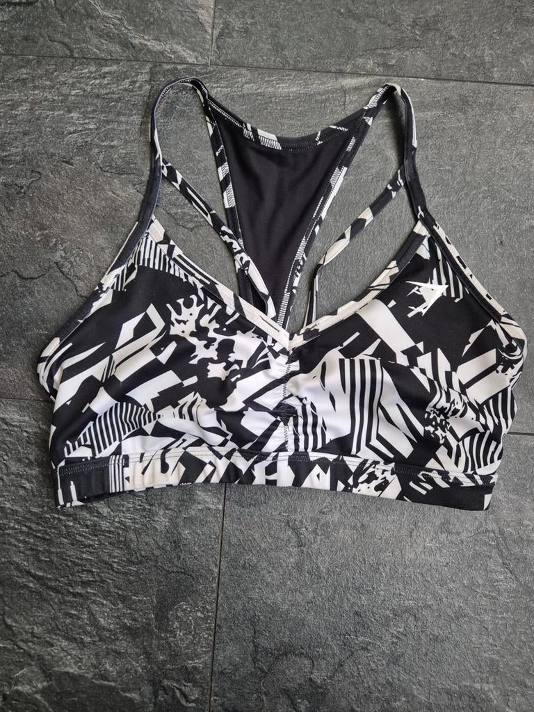 Gymshark Sportbeha Zwart/Wit - Maat M, Maat 38/40 (M), Zwart, Ophalen of Verzenden, Gedragen