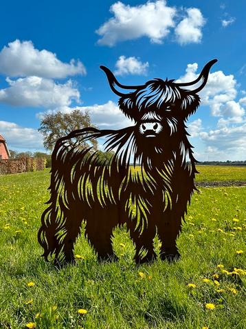 Tuinsteker, tuinbeeld schotse hooglander cortenstaal beschikbaar voor biedingen
