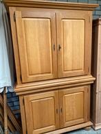 Eiken houten kast met planken en twee lades., Huis en Inrichting, Ophalen, Gebruikt, 50 tot 75 cm, 150 tot 200 cm