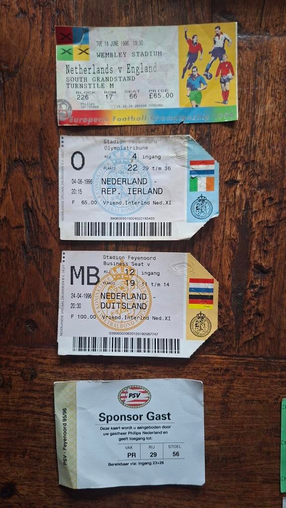 Oude voetbal kaarten incl. 1995 CL finale, Tickets en Kaartjes, Twee personen, Juni
