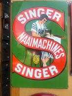 EMAILLE RECLAMEBORD SINGER NAAIMACHINE, Verzamelen, Merken en Reclamevoorwerpen, Ophalen of Verzenden, Gebruikt, Reclamebord