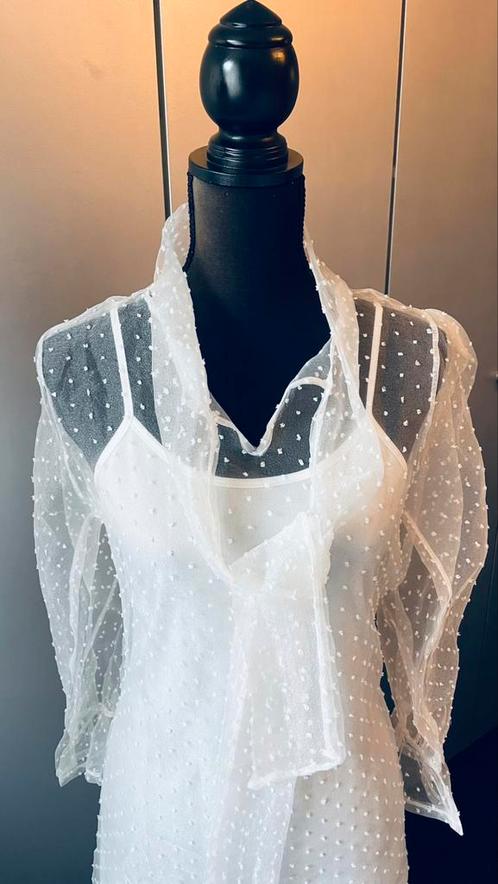 Schattig wit noppenjurkje, tweedelig!, Kleding | Dames, Jurken, Zo goed als nieuw, Maat 36 (S), Wit, Knielengte, Verzenden