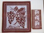 Vintage Jorzolino bruine handdoek en theedoek met druiven, Huis en Inrichting, Ophalen of Verzenden, Bruin, Zo goed als nieuw