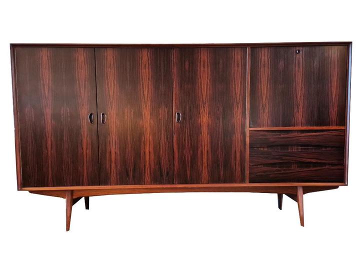Zeldzaam vintage Oswald Vermaercke design rosewood Highboard, Huis en Inrichting, Kasten | Wandmeubels, Gebruikt, 100 tot 150 cm