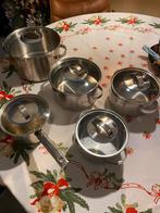 5 delige pannenset, Huis en Inrichting, Keuken | Potten en Pannen, Ophalen of Verzenden, Zo goed als nieuw, Rvs, Pannenset