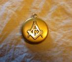 antiek medaillon met vrijmetselaarsteken, Verzenden, Overige materialen, Hanger, Verguld