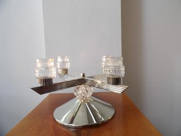 Sixties design Kandelaar WMF/Quist, verzilverd/kristal glas beschikbaar voor biedingen