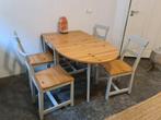Ikea eettafel met 4 stoelen, drop leaf, gratis kussens, Ophalen, Rechthoekig, 50 tot 100 cm