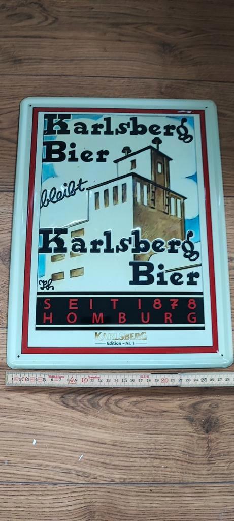 Karlsberg Bier Emaille reclamebord, Verzamelen, Merken en Reclamevoorwerpen, Zo goed als nieuw, Reclamebord, Ophalen of Verzenden