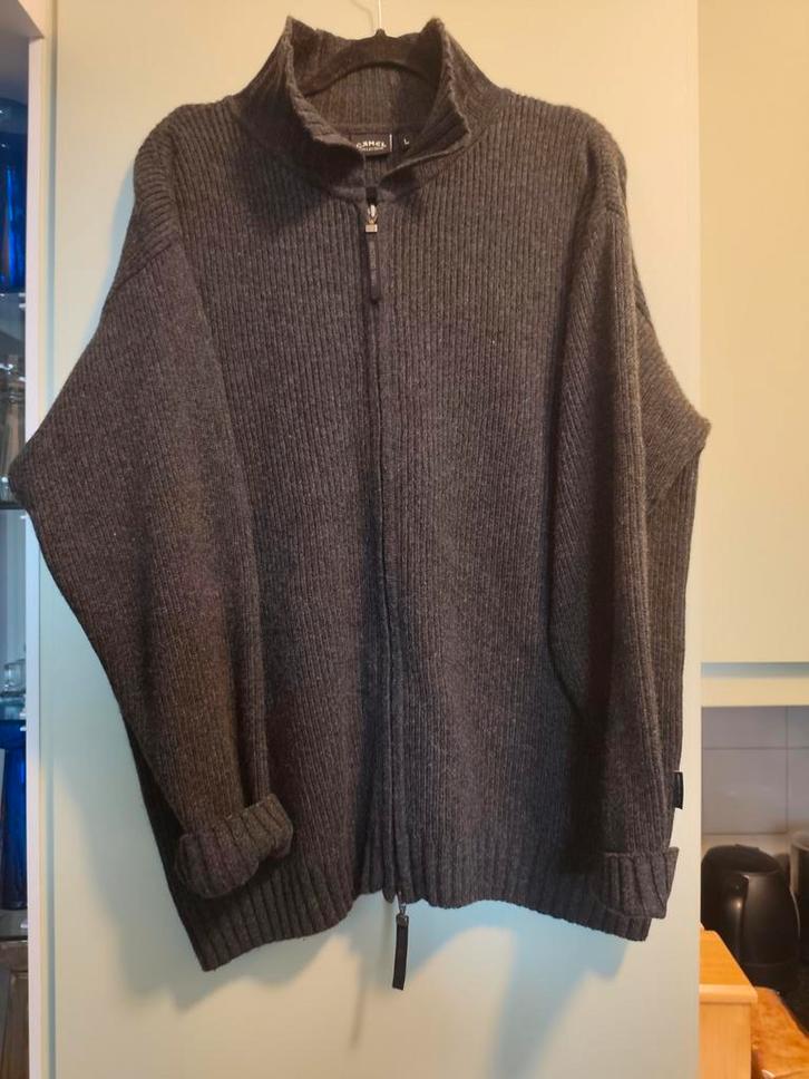 Camel antracietgrijs gebreid basic vest, wolblend, mt L, Kleding | Heren, Truien en Vesten, Zo goed als nieuw, Maat 52/54 (L)