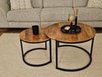 2 Ronde mango houten tafel!, Huis en Inrichting, Tafels | Salontafels, Ophalen, Rond, Minder dan 50 cm, 50 tot 100 cm