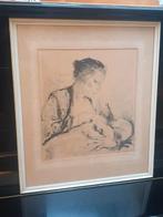 Zinkografie Ekke Abel Kleima Groninger Ploeg zijn vrouw kind, Antiek en Kunst, Kunst | Litho's en Zeefdrukken, Ophalen
