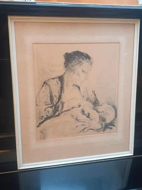 Zinkografie Ekke Abel Kleima Groninger Ploeg zijn vrouw kind, Antiek en Kunst, Kunst | Litho's en Zeefdrukken, Ophalen