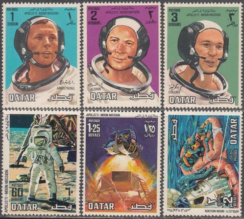 Qatar Michel 397/402 Bemande Maanlanding Apollo 11 postfris, Postzegels en Munten, Postzegels | Azië, Postfris, Midden-Oosten