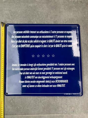 Emaille bord “kwaliteit” beschikbaar voor biedingen