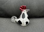 Nieuw zwart witte kip Murano glas beeld 12cm, Ophalen