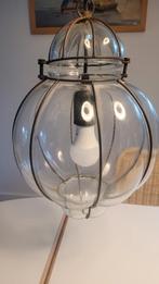 Vintage Marokkaanse Hanglamp Glas Metaal, Huis en Inrichting, Lampen | Hanglampen, Vintage Marokkaans, Gebruikt, Ophalen of Verzenden