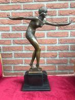 prachtig en groot bronzen beeld, art-deco danseres, 48 cm, Ophalen of Verzenden