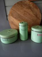 Vintage voorraadbussen. Zware kwaliteit. Groen.Emaille., Antiek en Kunst, Ophalen of Verzenden
