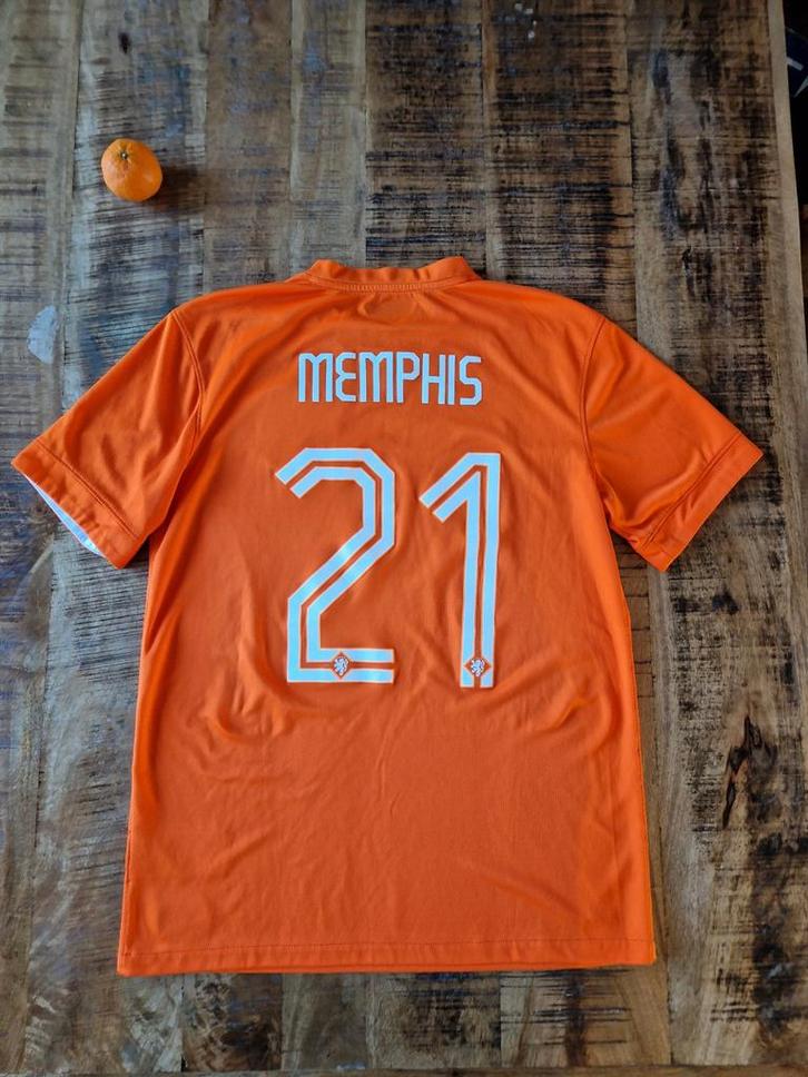 Nederlands elftal shirt 2014 Memphis M, Kleding | Heren, Sportkleding, Gedragen, Voetbal, Maat 48/50 (M), Oranje, Ophalen of Verzenden