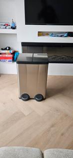 Duo Rvs Prullenbak, Ophalen, 50 tot 75 cm, 40 liter of meer, Zo goed als nieuw
