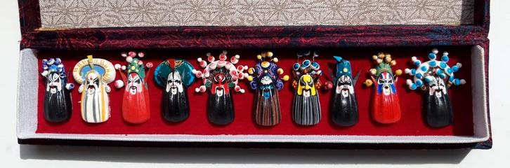 Chinese miniatuur opera maskers, Antiek en Kunst, Curiosa en Brocante, Verzenden