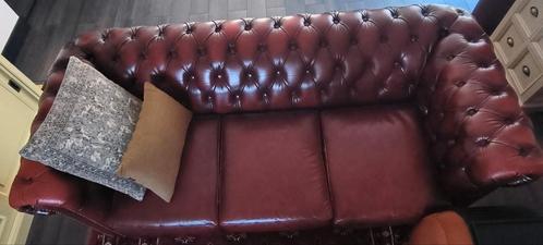 Chesterfield bank, Huis en Inrichting, Banken | Bankstellen, Zo goed als nieuw, 75 tot 100 cm, Leer, Ophalen